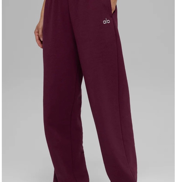 ALO Yoga Pants - ALO Yoga Accolade Straight Leg Sweatpant in Burgundy Truffle